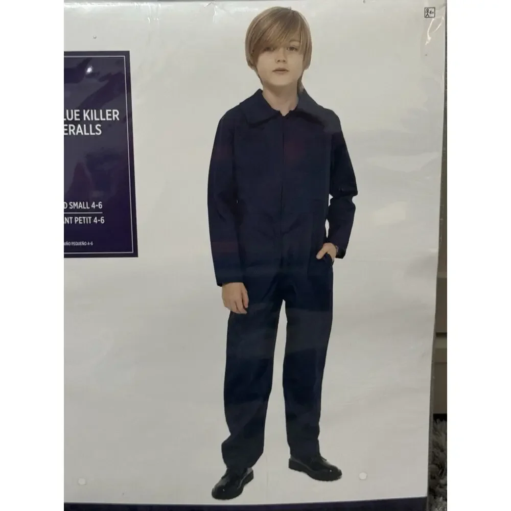 Navy Blue Killer Coveralls Child Costume Size Small 4-6 Michael Myers Jumpsuit